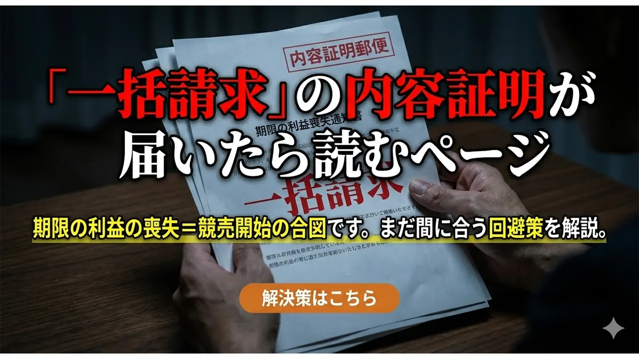 期限の利益の喪失 一括請求 内容証明郵便 届いた 住宅ローン 任意売却 大阪