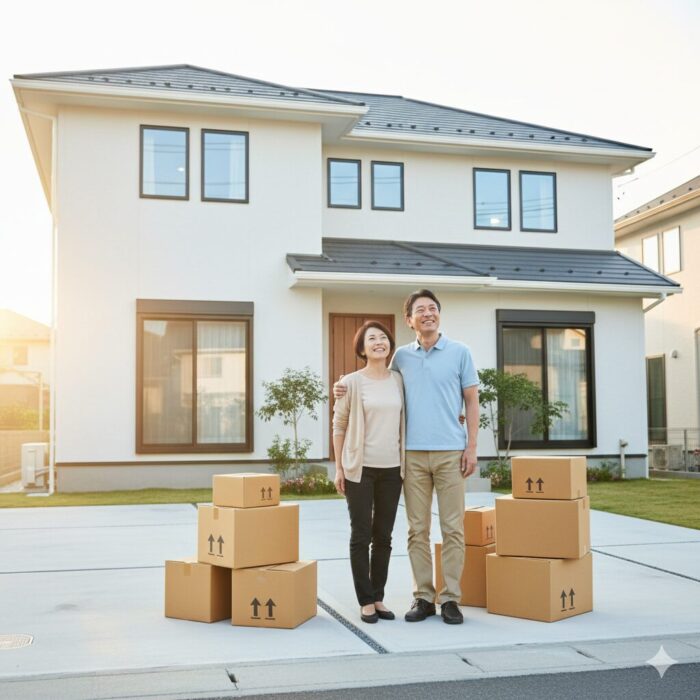 任意売却を完了し新生活の引越し準備をする家族